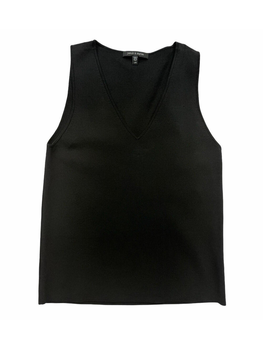 Judith & Charles Silk Cotton V-Neck Shell Black Size L